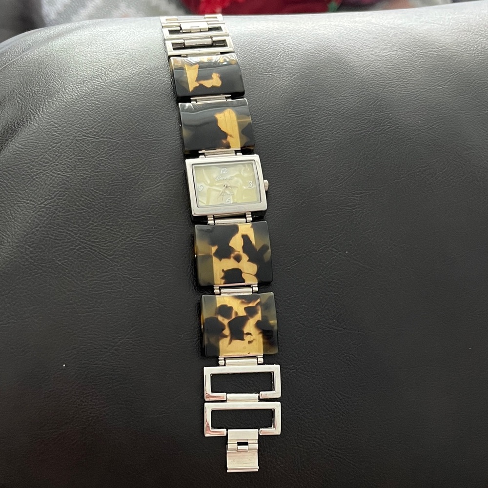 Geneva Silver and Tortoiseshell Watch Vintage New Battery